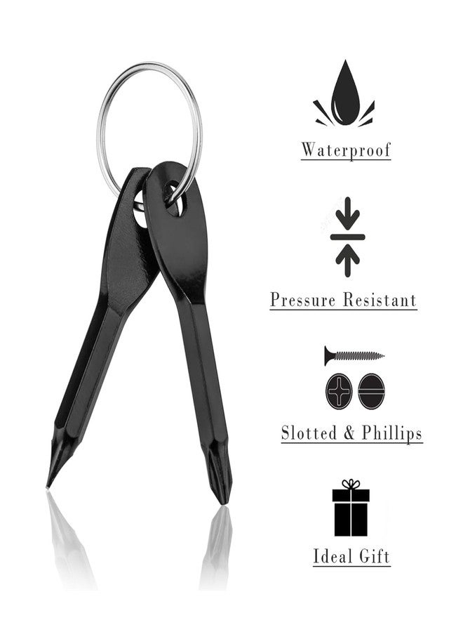 SHREESAMP Stainless Steel Mini Portable 2 Pcs Style Key Chain Multifunction Screwdriver Key Shape Keychain Pocket Repair Tool And EDC Tool Mini Pocket Tool With Key Ring [ Black 7X 1x 1X CM ] - Image 2